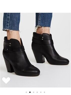 Rag and Bone Black Leather HARROW ankle Booties Size 7